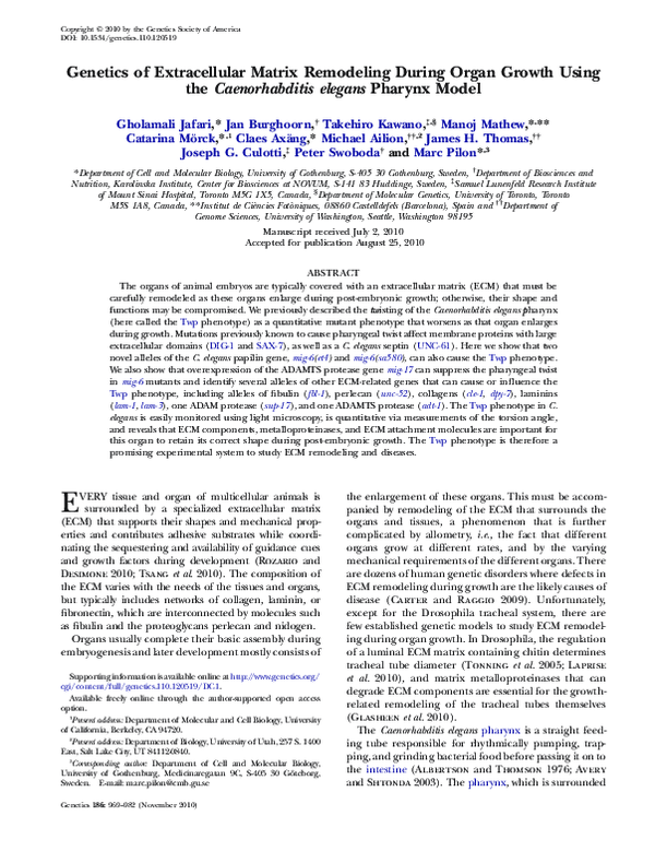 (PDF) Genetics of Extracellular Matrix Remodeling During Organ Growth ...