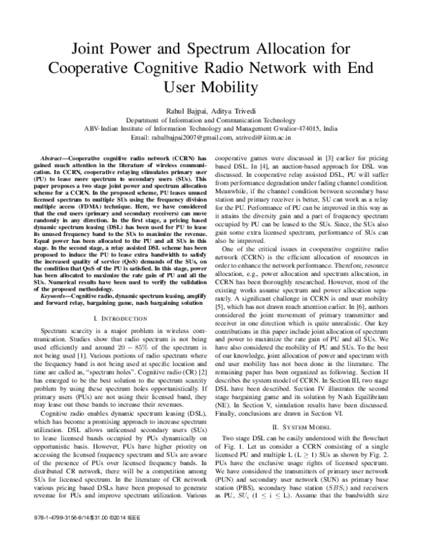 (PDF) Joint power and spectrum allocation for cooperative cognitive ...