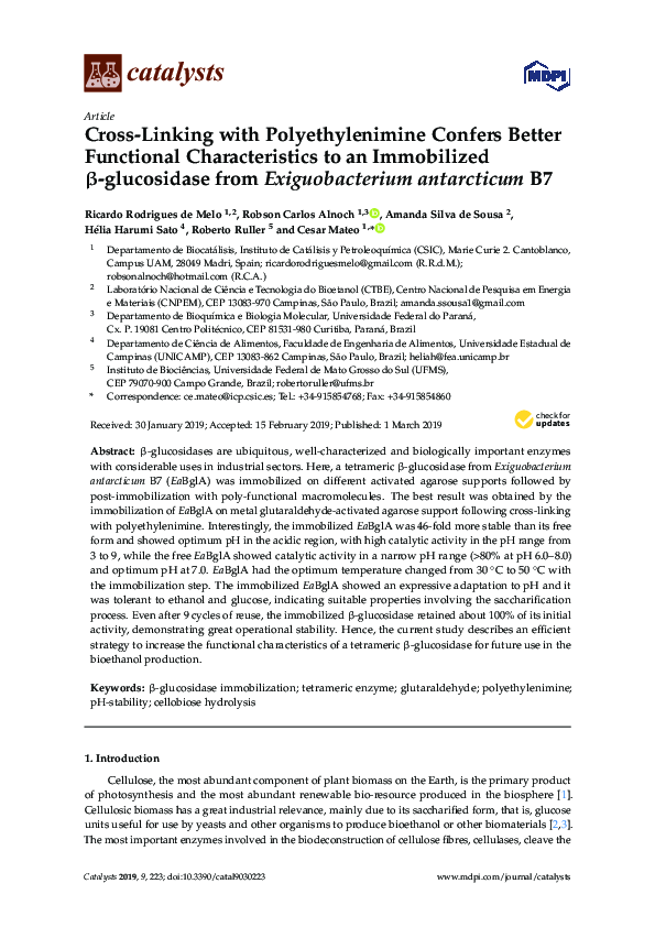 (PDF) Cross-Linking with Polyethylenimine Confers Better Functional ...