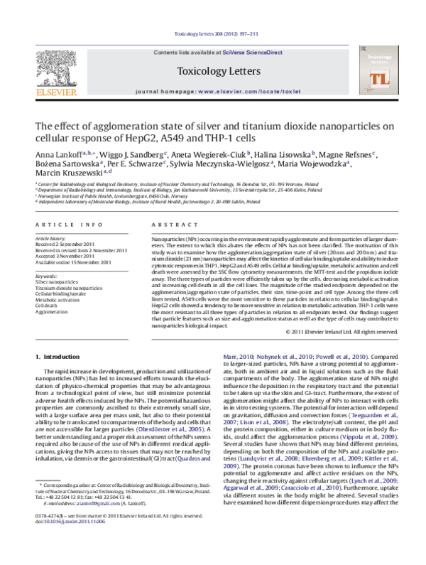 (PDF) The effect of agglomeration state of silver and titanium dioxide ...