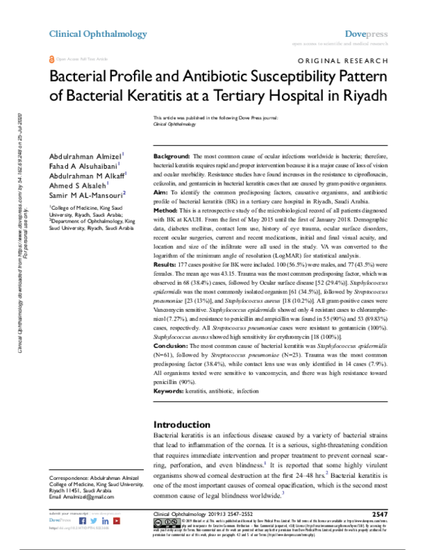 (PDF) Bacterial Profile and Antibiotic Susceptibility Pattern of ...