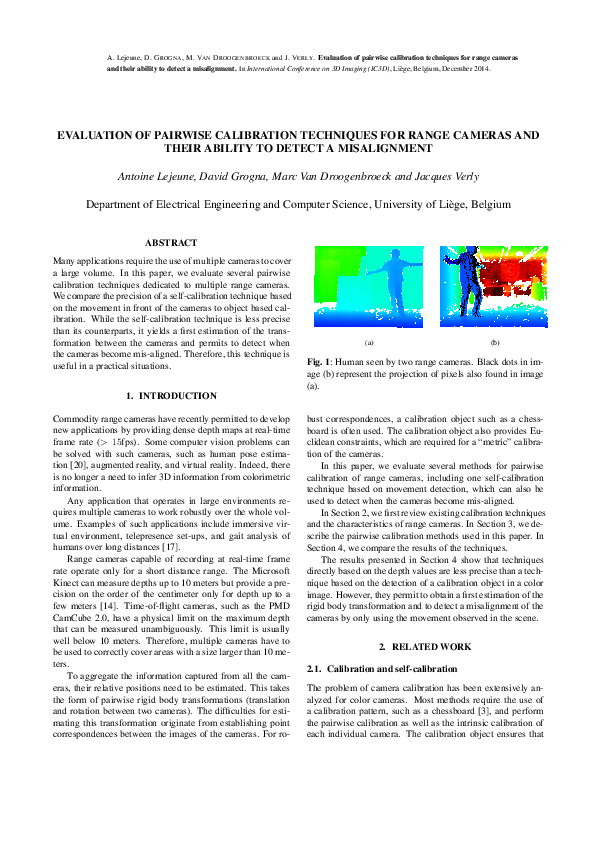 (PDF) Evaluation of pairwise calibration techniques for range cameras ...