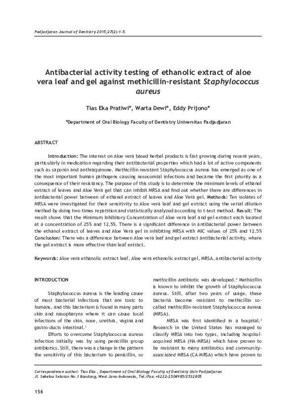 (PDF) Antibacterial activity testing of ethanolic extract of aloe vera ...