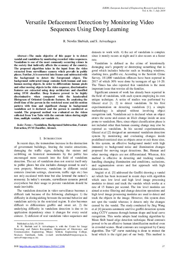 (PDF) Versatile Defacement Detection by Monitoring Video Sequences ...