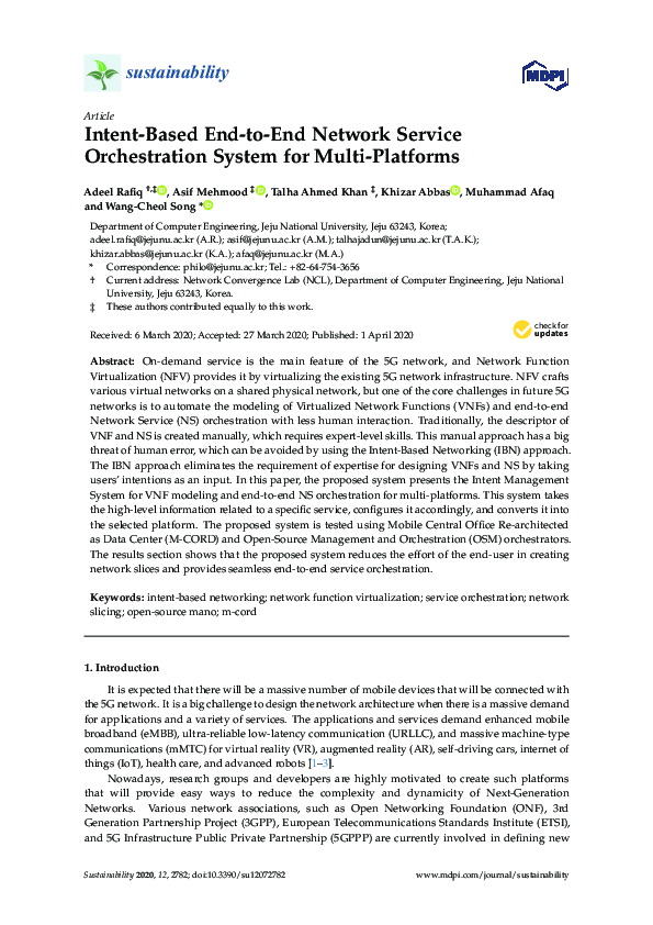 Pdf Intent Based End To End Network Service Orchestration System For