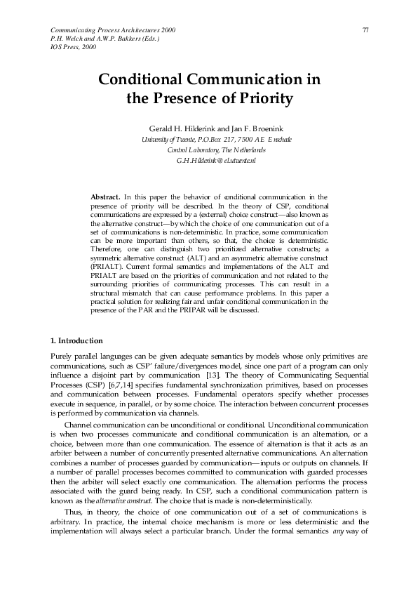 (PDF) Conditional Communication in the Presence of Priority