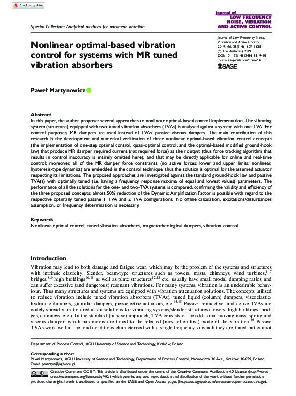 (PDF) Nonlinear optimal-based vibration control for systems with MR ...