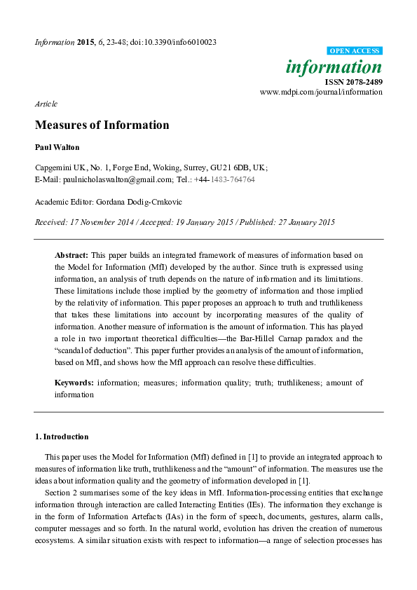 (PDF) Measures of Information