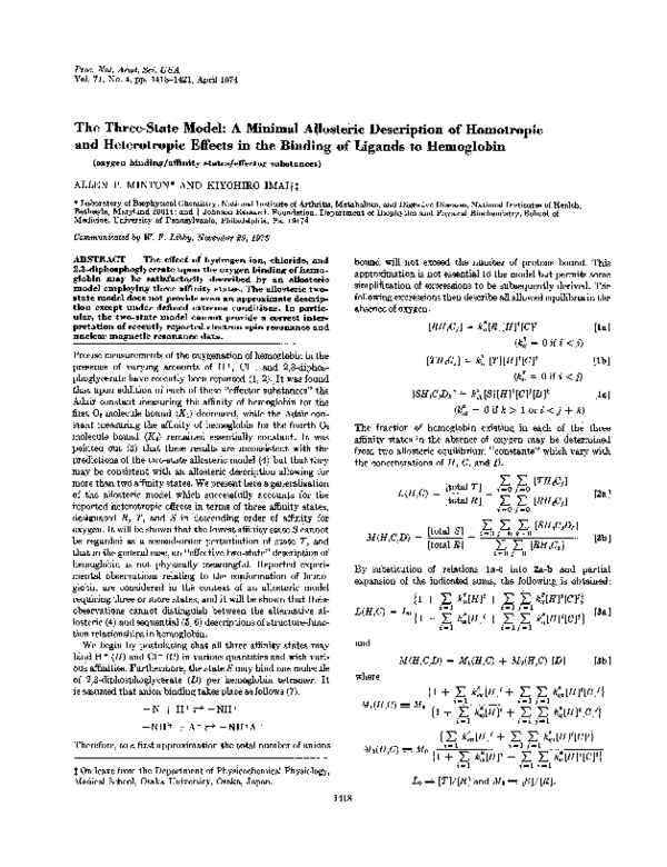 (PDF) The Three-State Model: A Minimal Allosteric Description of ...