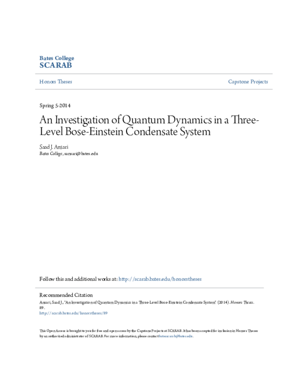 (PDF) An Investigation of Quantum Dynamics in a Three-Level Bose ...