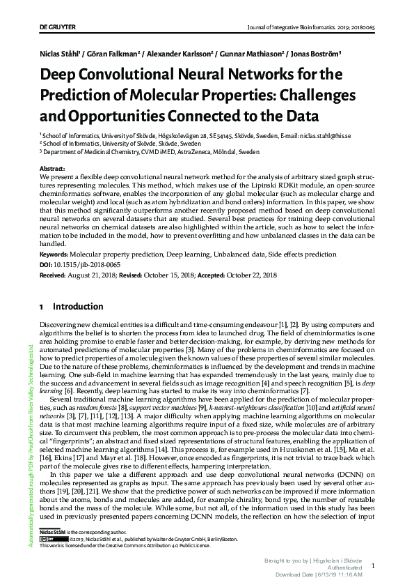 (PDF) Deep Convolutional Neural Networks for the Prediction of ...