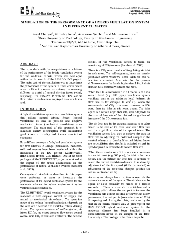 (PDF) Simulation of the performance of a hybrid ventilation system in ...
