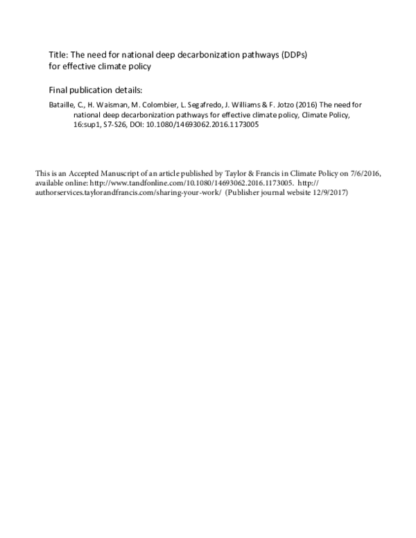 (PDF) The need for national deep decarbonization pathways for effective ...