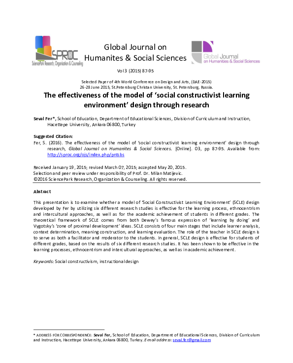 (PDF) The effectiveness of the model of ‘social constructivist learning ...