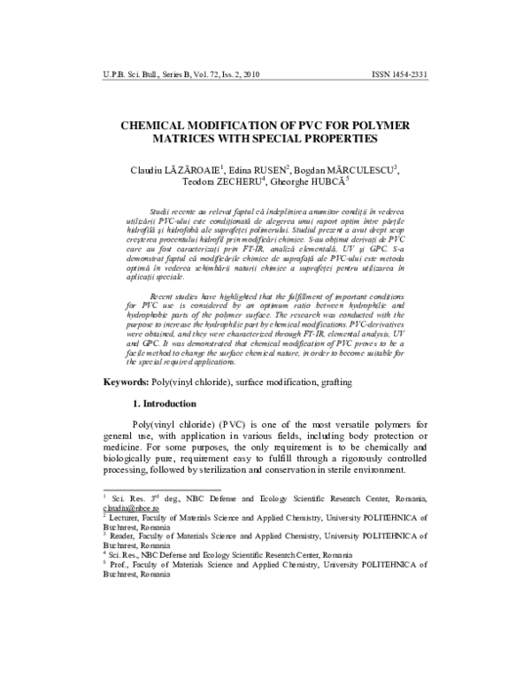 (PDF) Chemical modification of PVC for polymer matrices with special ...