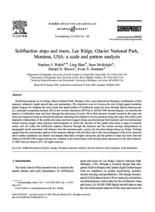 (PDF) Solifluction steps and risers, Lee Ridge, Glacier National Park ...
