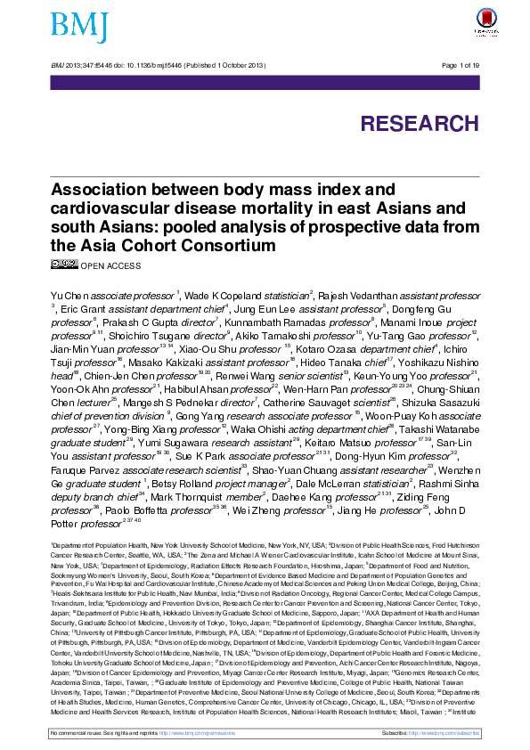 (PDF) Association between body mass index and cardiovascular disease ...