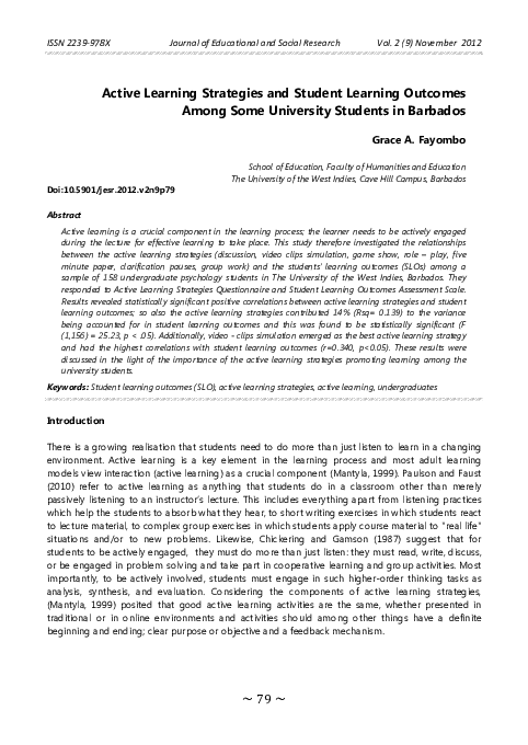(PDF) Active learning strategies and student learning outcomes among ...