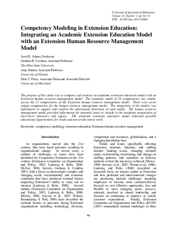 (PDF) Competency Modeling in Extension Education Integrating an