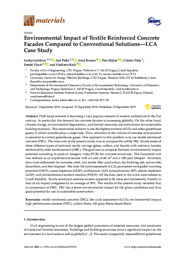 (PDF) Environmental Impact of Textile Reinforced Concrete Facades ...
