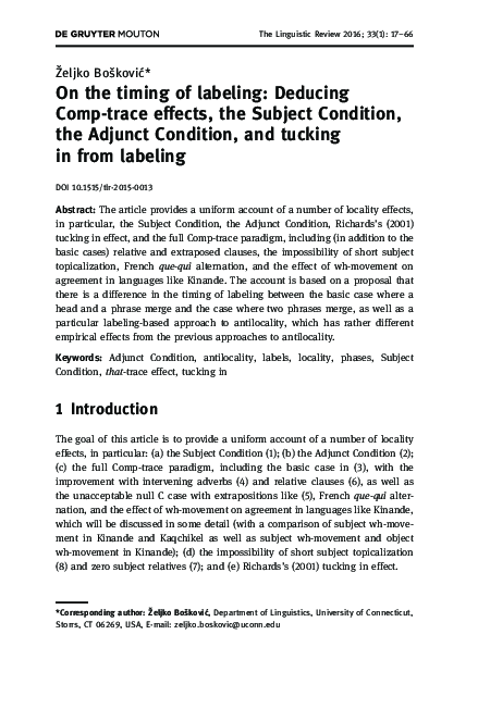 (PDF) On the timing of labeling: Deducing Comp-trace effects, the ...