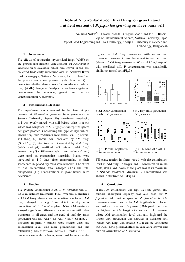 (PDF) Role of Arbuscular mycorrhizal fungi on growth and nutrient ...
