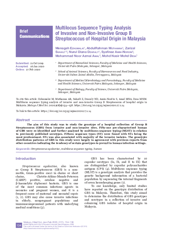 (PDF) Multilocus Sequence Typing Analysis of Invasive and Non-Invasive ...