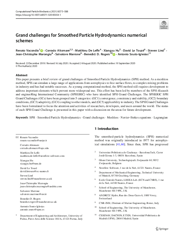 (PDF) Grand challenges for Smoothed Particle Hydrodynamics numerical ...