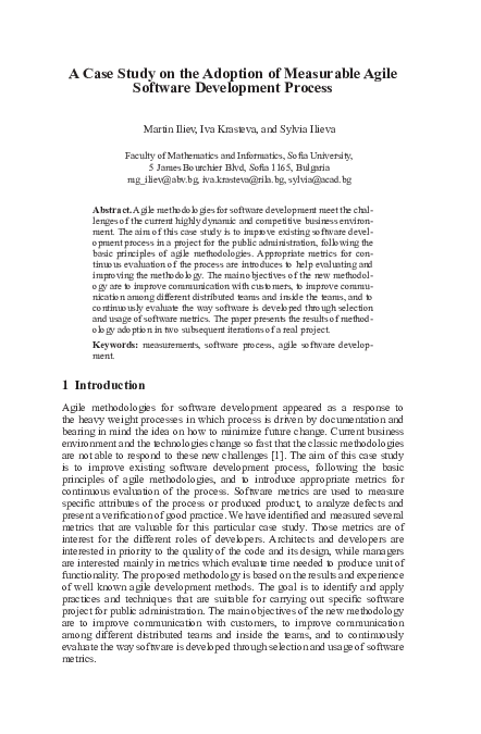 (PDF) A Case Study on the Adoption of Measurable Agile Software ...