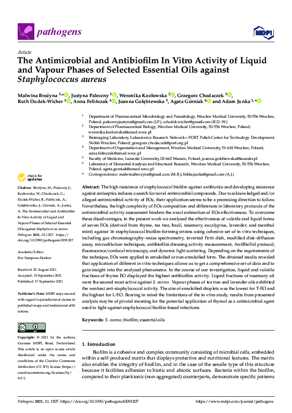 (PDF) The Antimicrobial and Antibiofilm In Vitro Activity of Liquid and ...