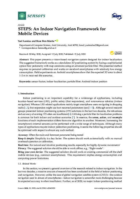 (PDF) STEPS: An Indoor Navigation Framework for Mobile Devices