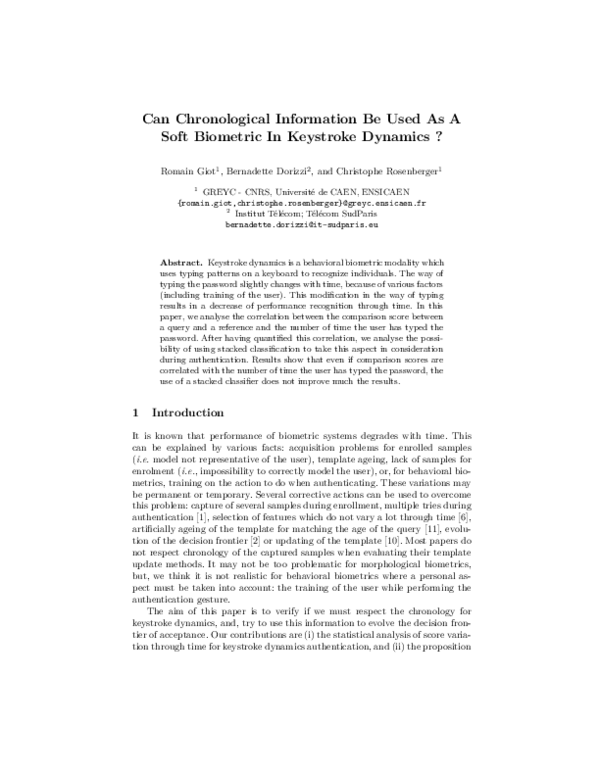 (PDF) A Preliminary Study of a New Soft Biometric Finger Recognition