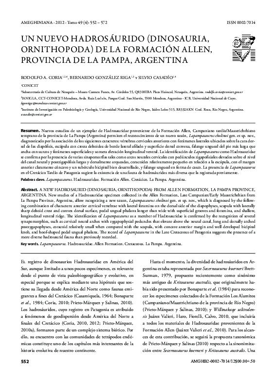 (PDF) A New Hadrosaurid (Dinosauria, Ornithopoda) from Allen Formation