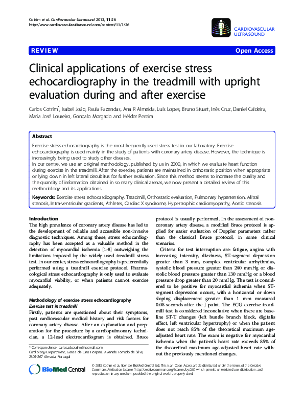 (PDF) Clinical applications of exercise stress echocardiography in the