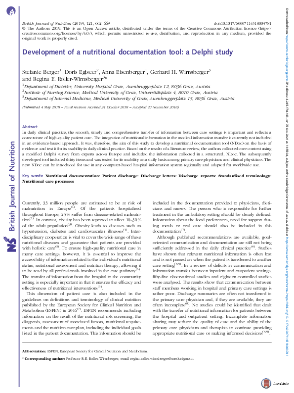 (PDF) Development of a nutritional documentation tool (NDoc):a Delphi study
