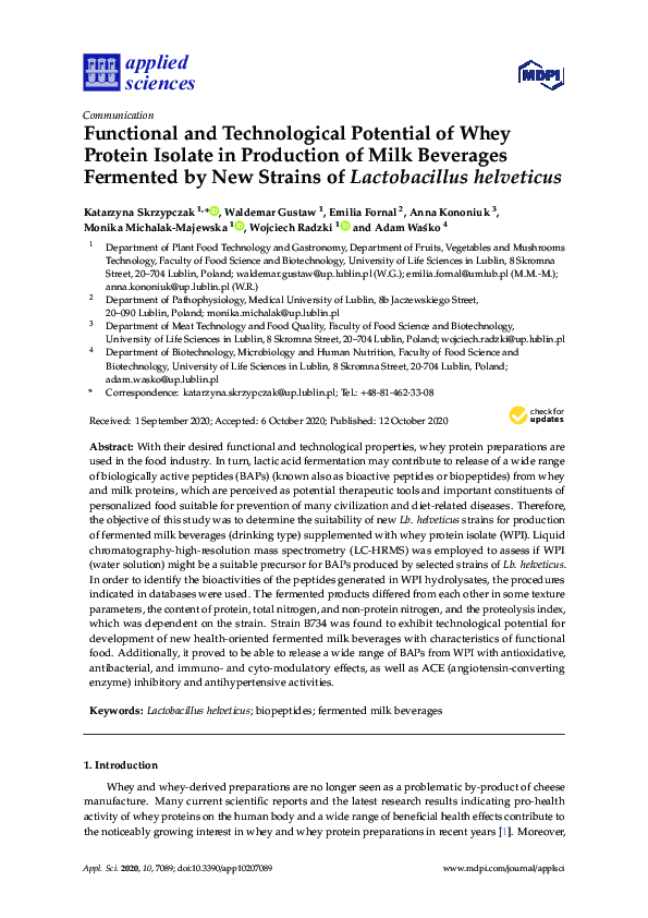 (PDF) Functional and Technological Potential of Whey Protein Isolate in ...