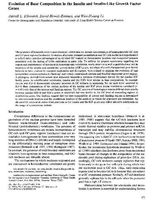 (PDF) Evolution of base composition in the insulin and insulin-like ...