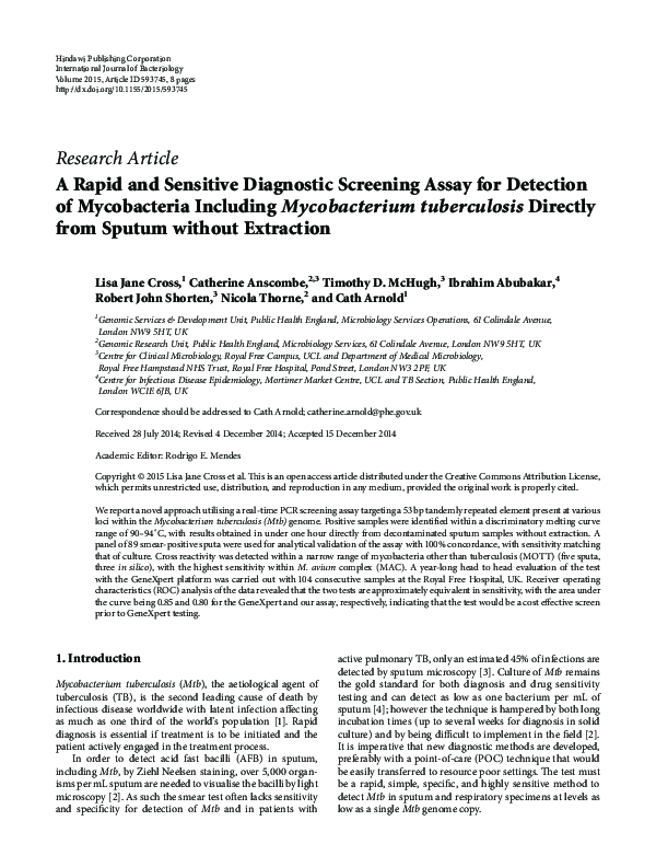 (PDF) A Rapid and Sensitive Diagnostic Screening Assay for Detection of ...