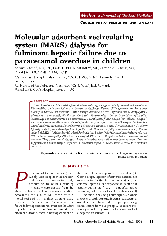 (PDF) The molecular adsorbent recirculating system (MARS®) Alfonso