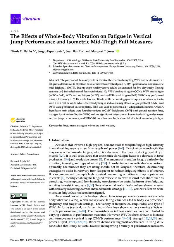 (PDF) The Effects of Whole-Body Vibration on Fatigue in Vertical Jump ...