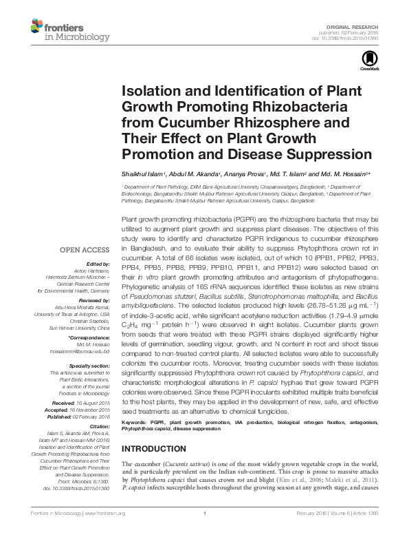 (PDF) Isolation and Identification of Plant Growth Promoting ...
