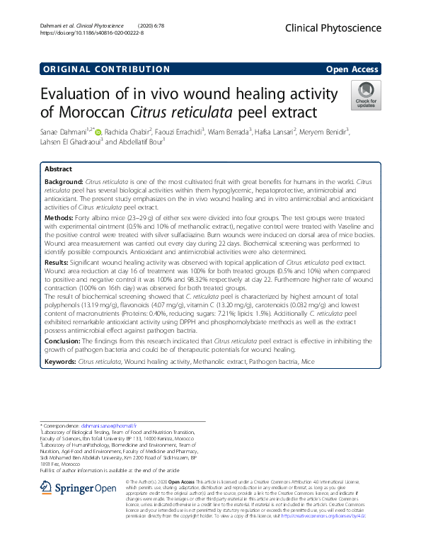 (PDF) Evaluation of in vivo wound healing activity of Moroccan Citrus ...