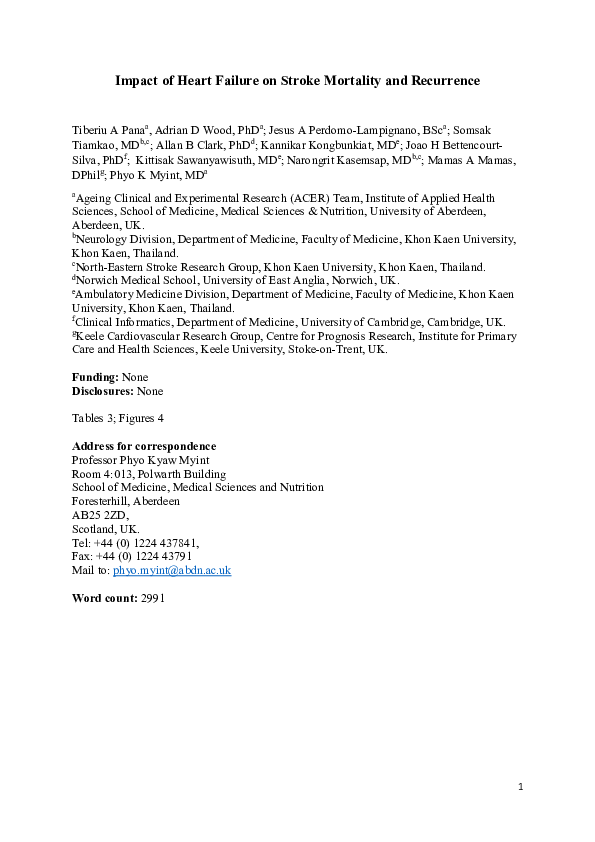 (PDF) Impact of heart failure on stroke mortality and recurrence