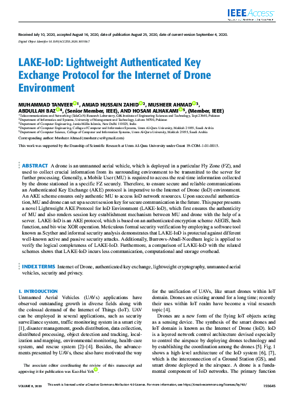 (PDF) LAKE-IoD: Lightweight Authenticated Key Exchange Protocol for the ...