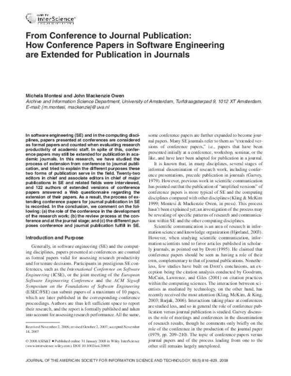 (PDF) From conference to journal publication: How conference papers in ...