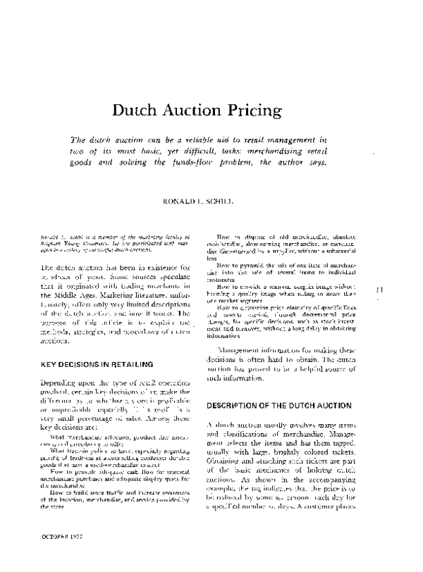 (PDF) Dutch auction pricing