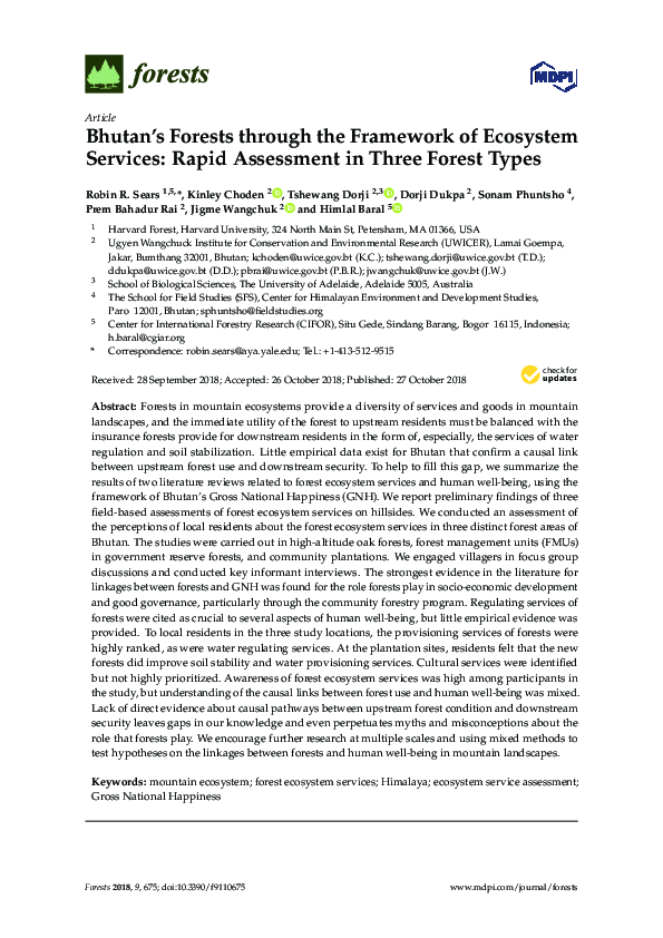 (PDF) Bhutan’s Forests through the Framework of Ecosystem Services ...