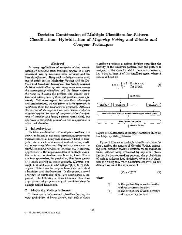 (PDF) Decision combination of multiple classifiers for pattern ...