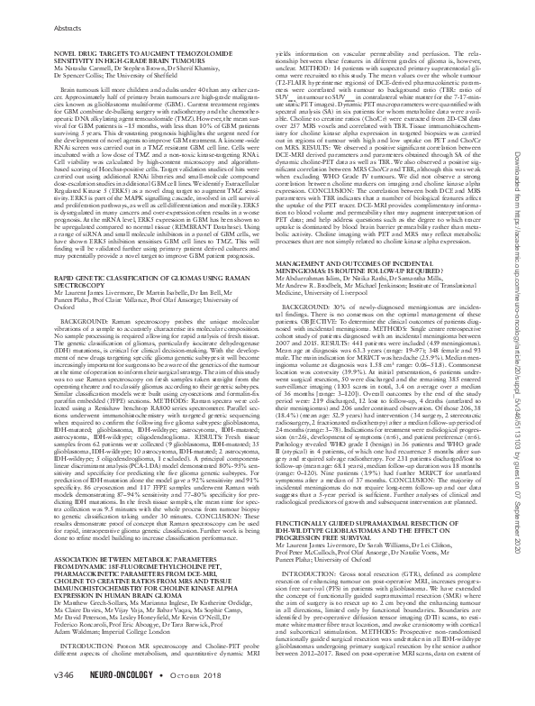 (PDF) Rapid Genetic Classification of Gliomas Using Raman Spectroscopy