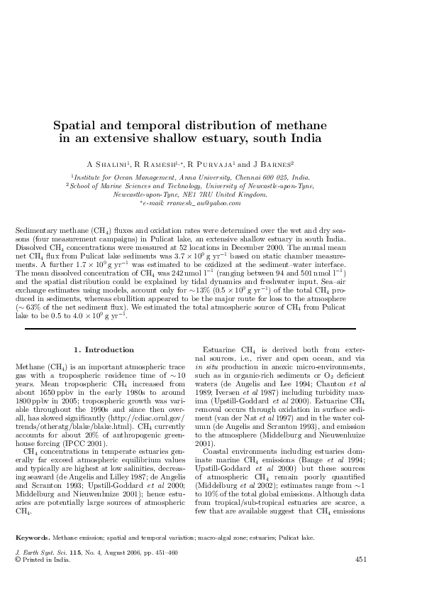 (PDF) Spatial and temporal distribution of methane in an extensive ...